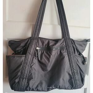 Sincerely Jules Puffy Black Soft Nylon Travel Tote, Carry-On, Mommy Bag